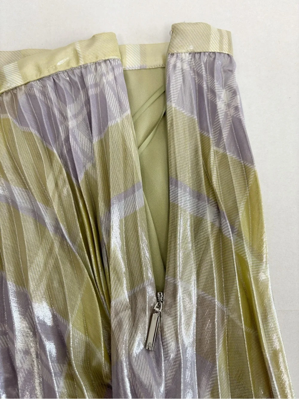 Lauren Ralph Lauren Checked Plaid Pleated Georgette Skirt Size 8